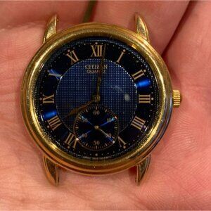 Citizen Watch Men 36mm Blue Dial Gold Tone Small Seconds 6045-G13648 TOP ONLY